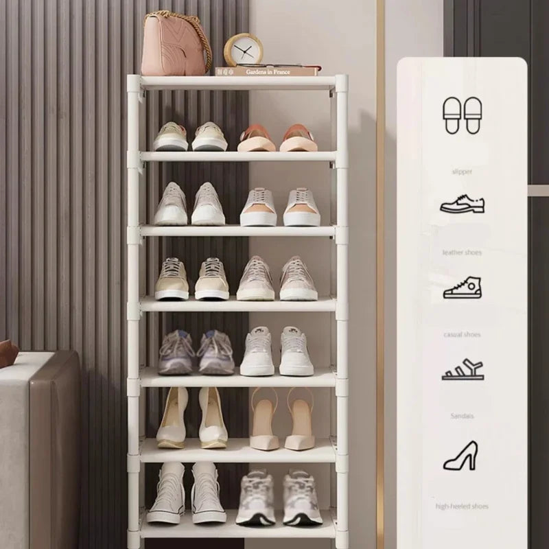 Schuhregal-Aufbewahrungsorganisator, 5-7-lagiges Schuhregal, Schuhregal, platzsparender Sneaker-Organizer für die Wand, Eckschuhregal