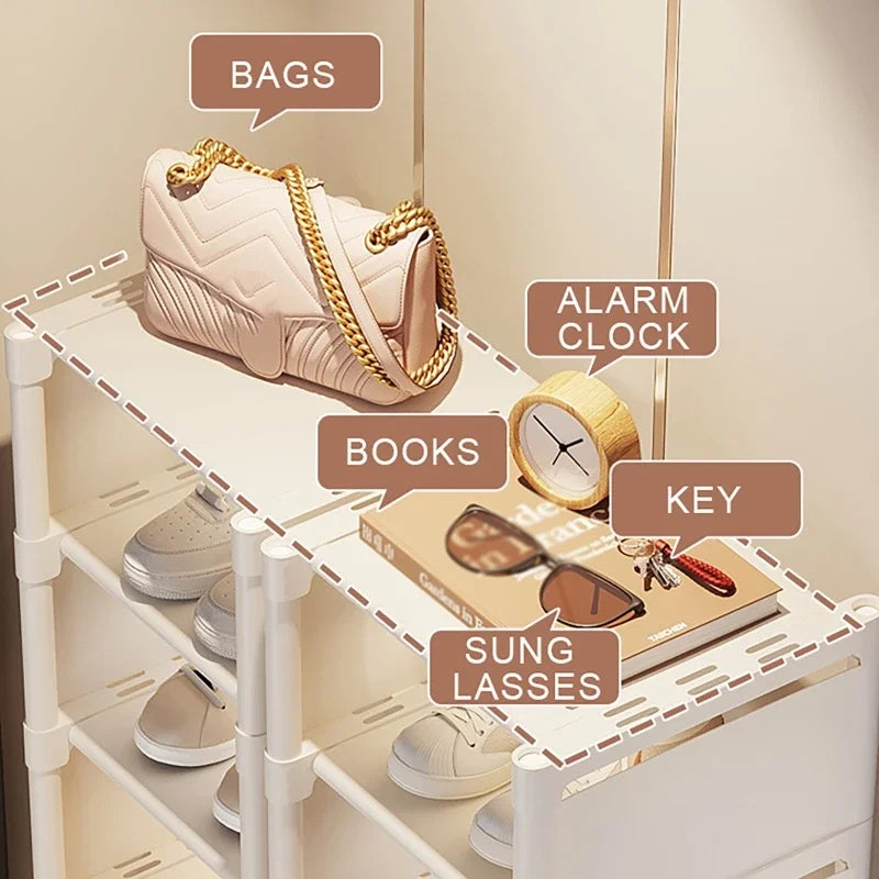 Schuhregal-Aufbewahrungsorganisator, 5-7-lagiges Schuhregal, Schuhregal, platzsparender Sneaker-Organizer für die Wand, Eckschuhregal