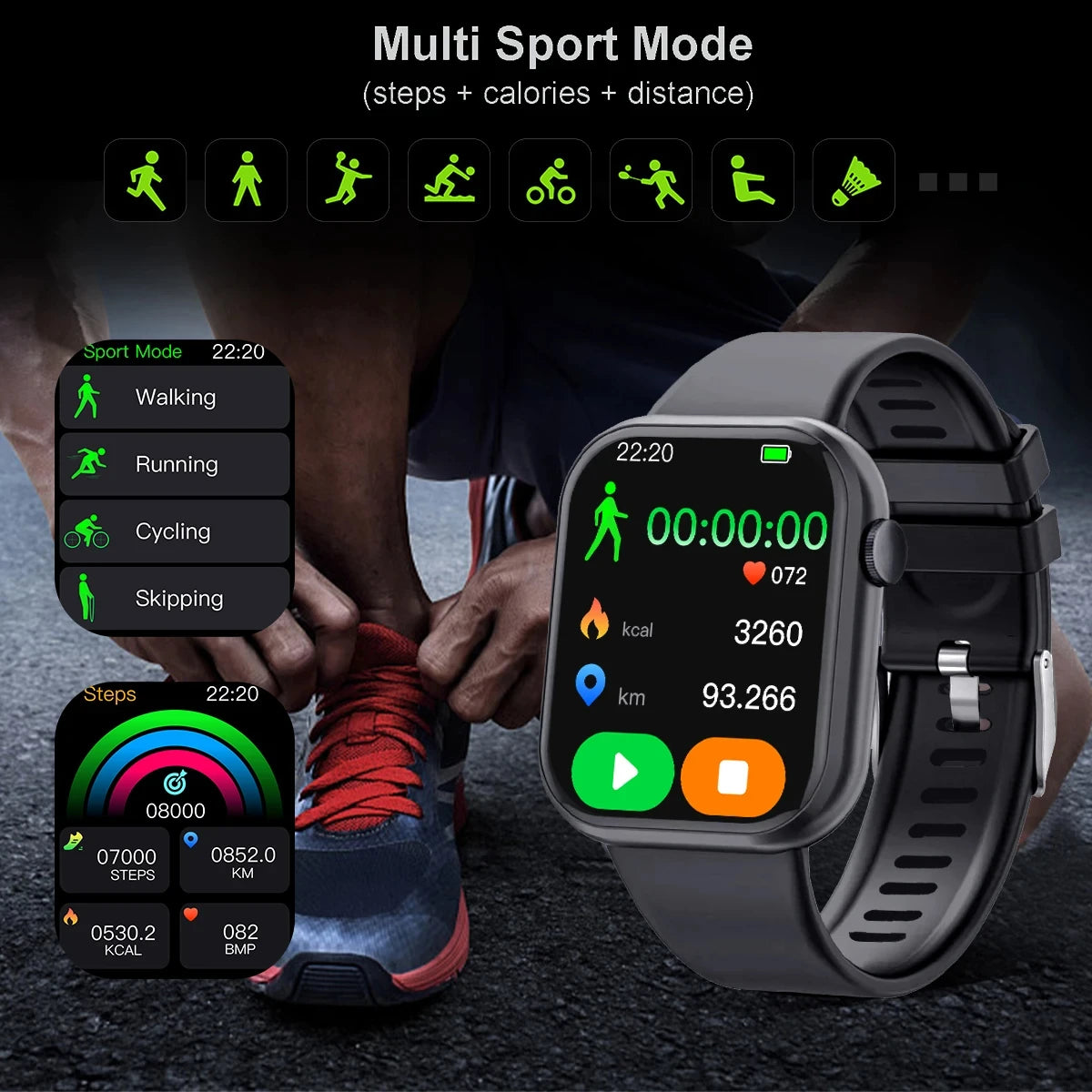 2024 Smartwatch für Männer und Frauen, neue 2,01 Zoll große Bildschirm-Blutzucker-Herzfrequenz, wasserdichte Sport-Smartwatch für Frauen und Männer.