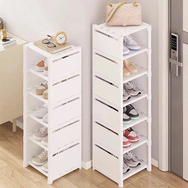 Schuhregal-Aufbewahrungsorganisator, 5-7-lagiges Schuhregal, Schuhregal, platzsparender Sneaker-Organizer für die Wand, Eckschuhregal