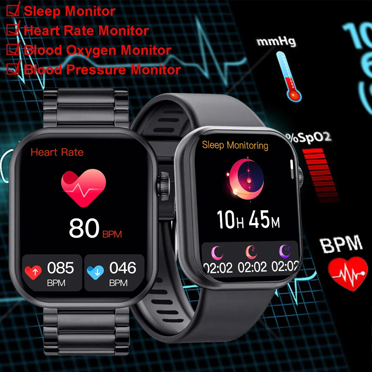 2024 Smartwatch für Männer und Frauen, neue 2,01 Zoll große Bildschirm-Blutzucker-Herzfrequenz, wasserdichte Sport-Smartwatch für Frauen und Männer.