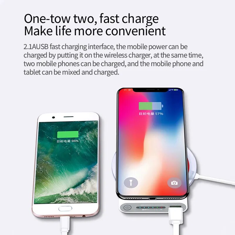 Tragbare Power Bank 30000 50000 100000 200000 mAh, große Kapazität, mobile Stromversorgung, kabelloses Schnellladen, integriertes Kabel.