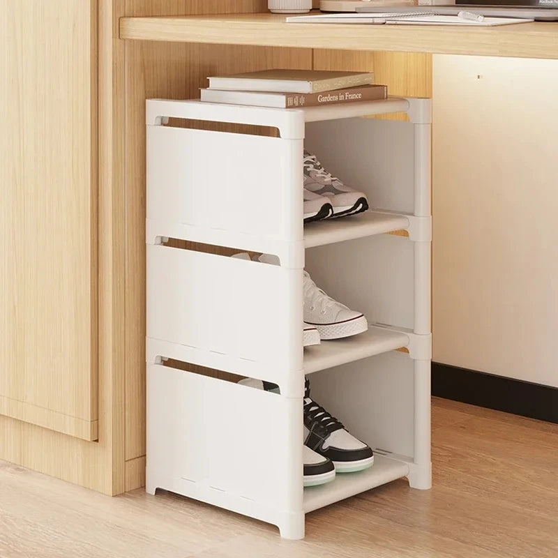 Schuhregal-Aufbewahrungsorganisator, 5-7-lagiges Schuhregal, Schuhregal, platzsparender Sneaker-Organizer für die Wand, Eckschuhregal