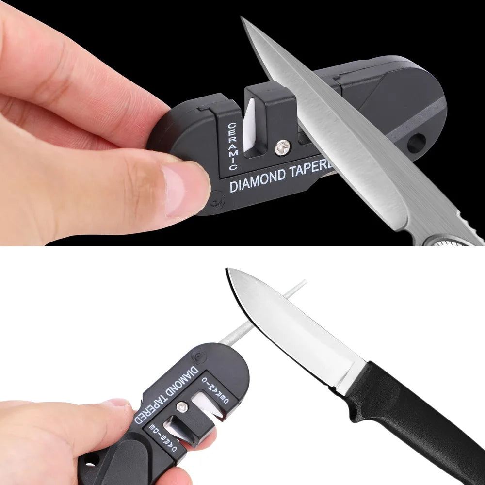 JUANLEIVA Messerschärfer. Multifunktionsschärfer, faltbarer Taschen-Schlüsselanhänger, Messerschärfwerkzeug, Überleben und Camping