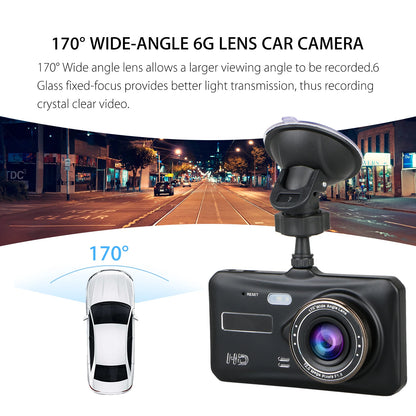 Cámara frontal y trasera coche DVR grabadora de vídeo de coche vehículo caja negra FULL HD 1080P grabadora de conductor de visión nocturna, con tarjeta de memoria 32G