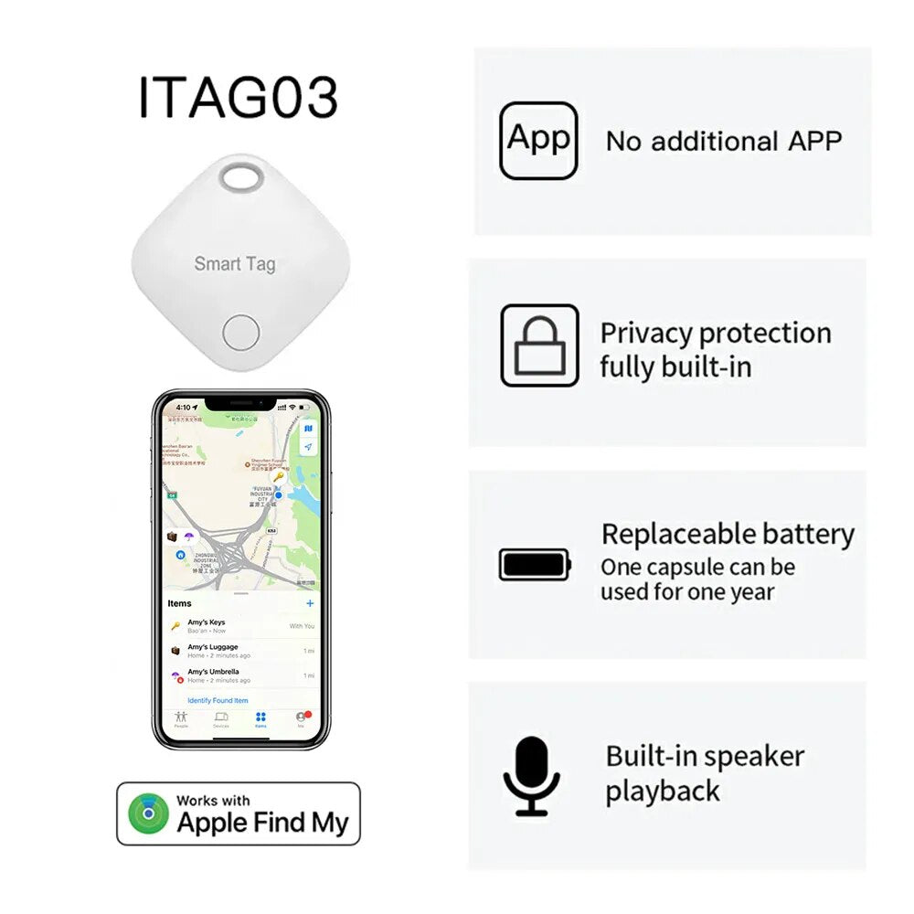 Bluetooth GPS Tracker for AirTag Replacement via Apple Bike Key Finder MFI Smart iTag