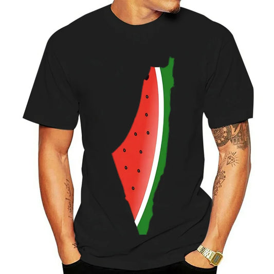 Palästina Wassermelonen Print T-Shirt, Baumwolle, Unisex